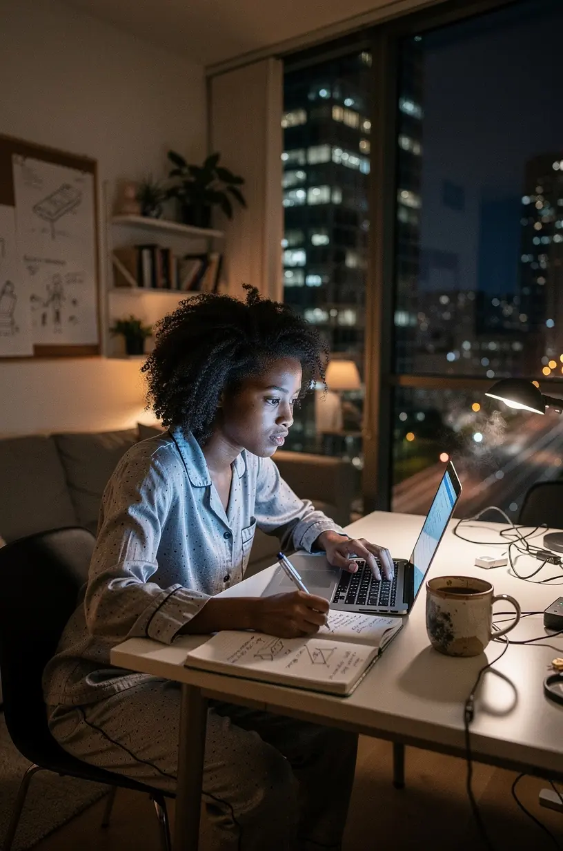 Smart home technology setup with various devices.